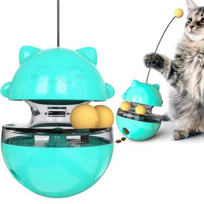 Cat Fun Bowl Feeding Toy Tumbler Feeder Puppy Kitten Shake Leaky Food Ball Container Interactive Training Toy