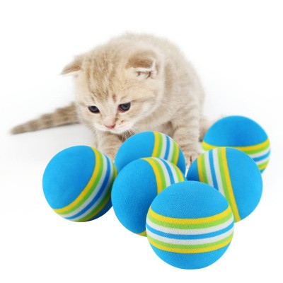 Rainbow Ball Cat Toy Colorful Ball Interactive Pet Kitten Scratch Natural Foam EVA Ball Training Pet Supplies Product